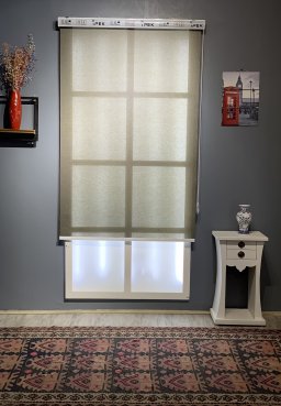 پرده شید سان اسکرین رنگ کرم خاکستری کد S853-L5
